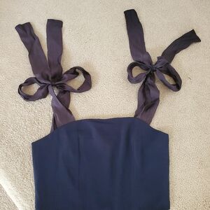 RIHOAS Navy Cropped Top With Unjustable Straps